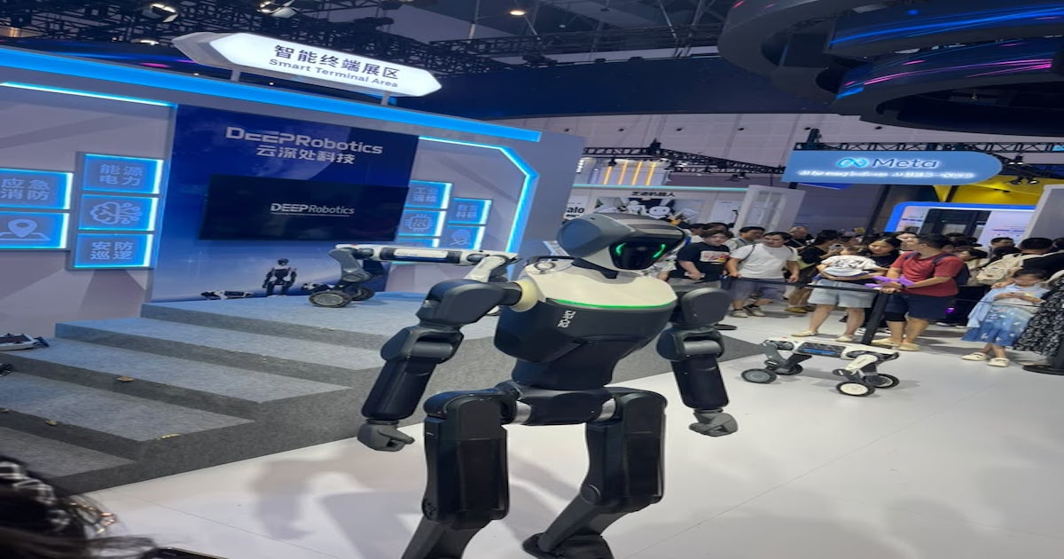 Humanoid robot prototype on display at industrial technology exhibition